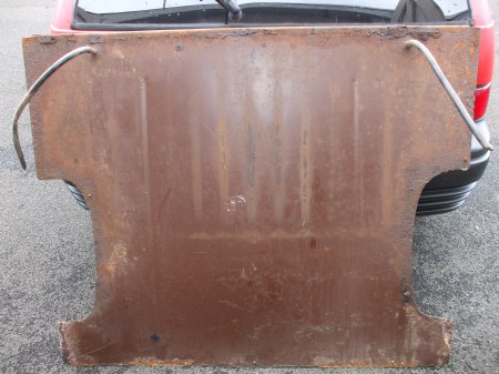 underside of heavy steel plate for load area